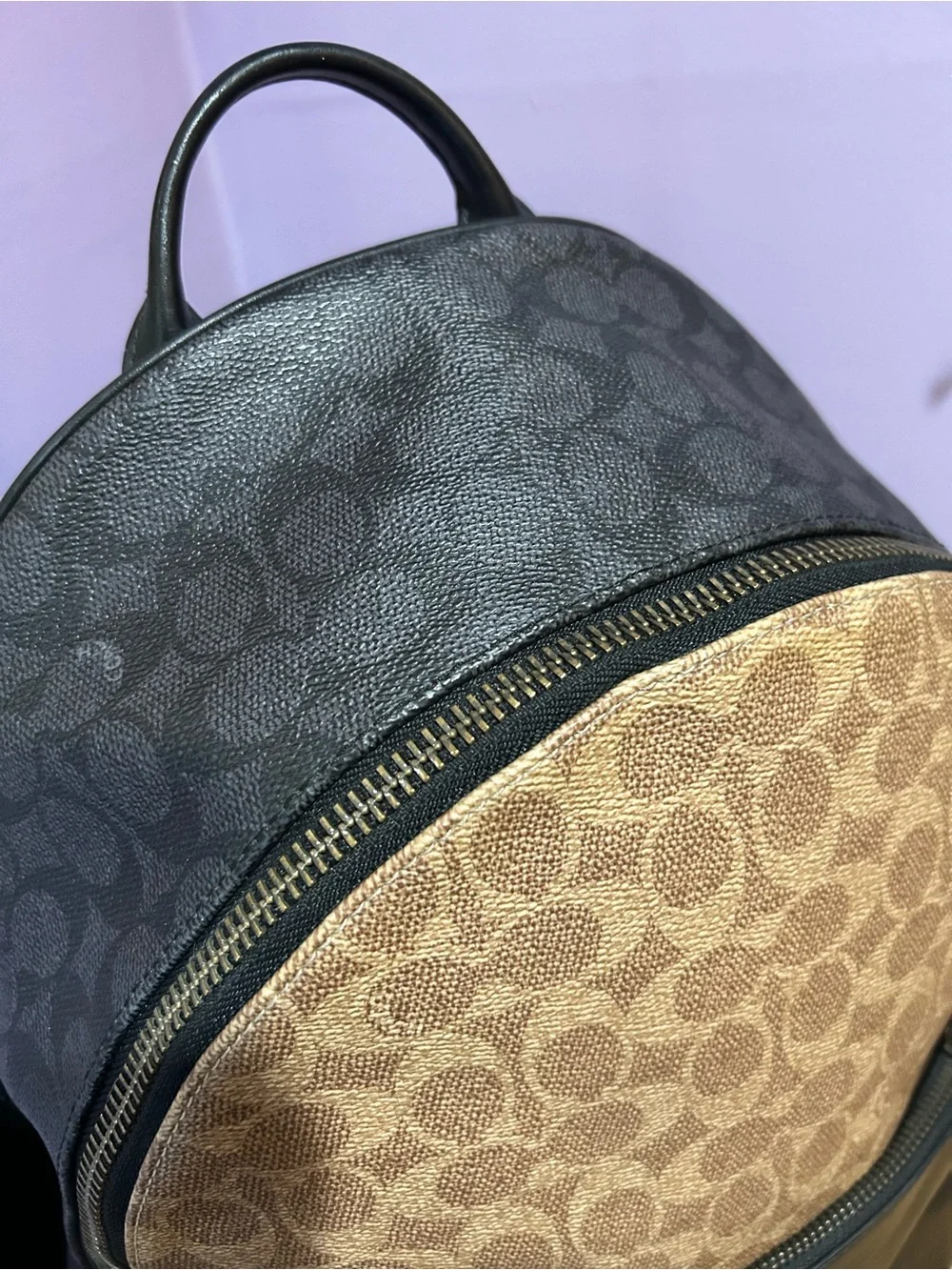 Coach Signature Metropolitan Canvas Leather Backpack in Brown/Black Unisex